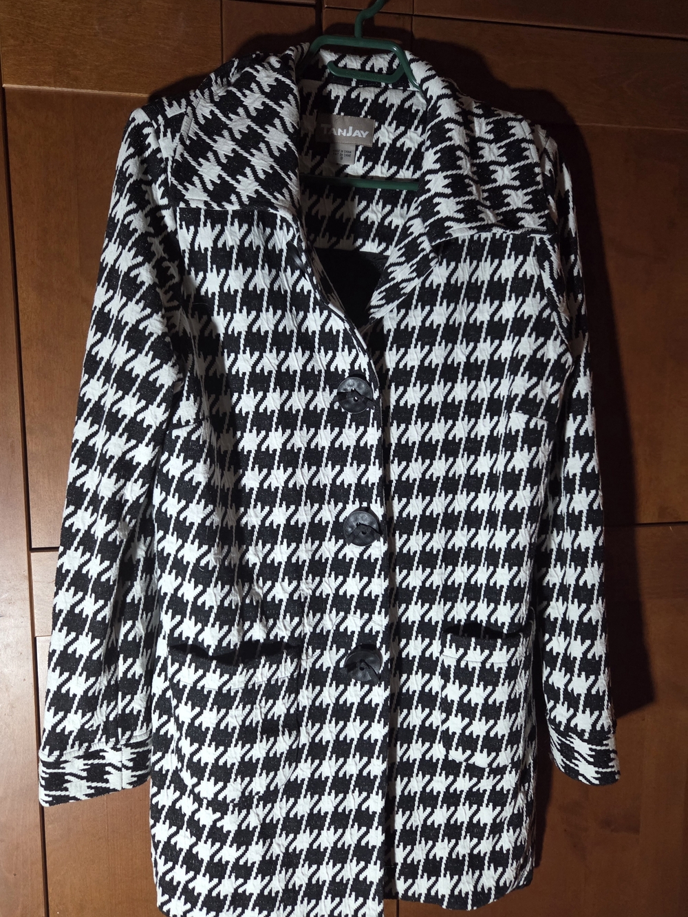 TanJay Black & White Houndstooth Peacoat